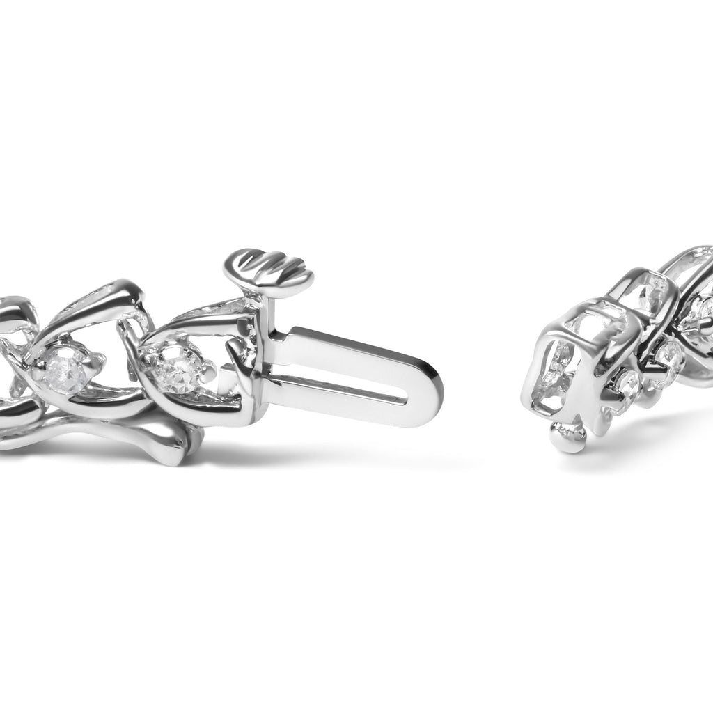 .925 Sterling Silver 1.00 Cttw Diamond C-Shaped Link Bracelet (I-J Color, I3 Clarity)