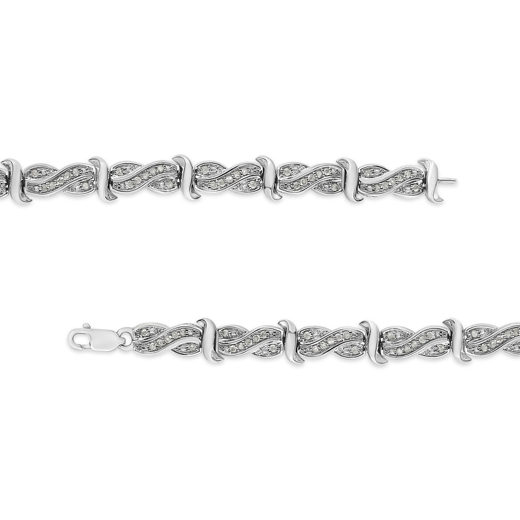 .925 Sterling Silver 1.0 Cttw Diamond Infinity & S Link Tennis Bracelet (I-J Color, I3 Clarity) - 7-1/4” 
