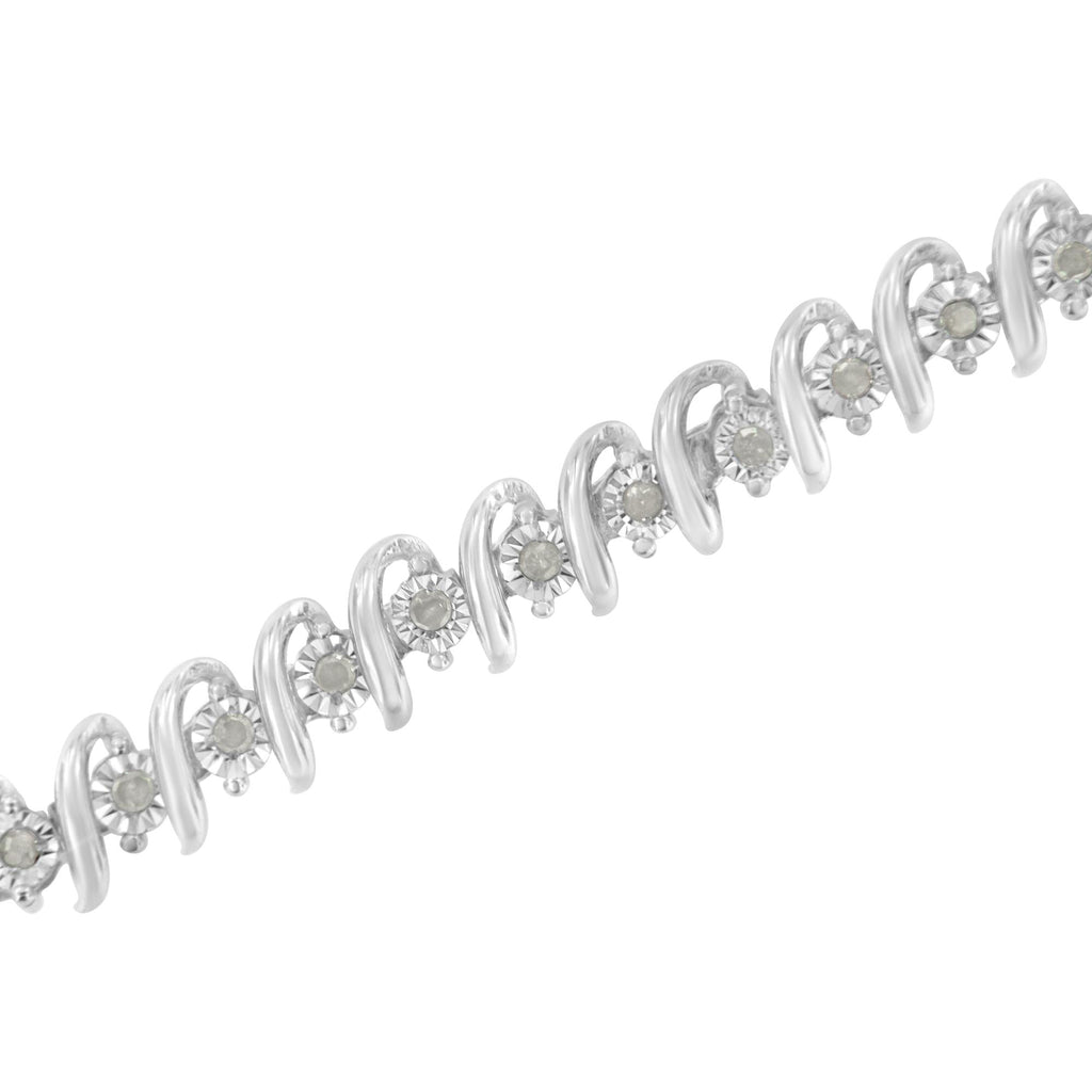 .925 Sterling Silver 1/2 Cttw Diamond S Link Tennis Bracelet (I-J Color, I3 Clarity) 