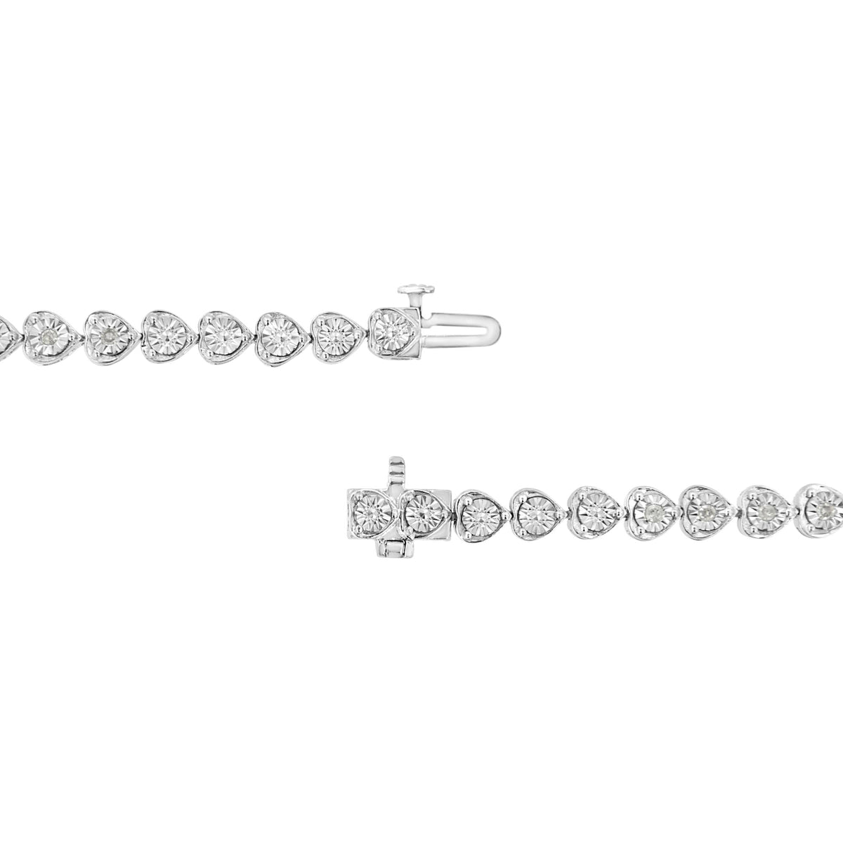 .925 Sterling Silver 1/3 Cttw Miracle-Set Diamond Heart Link Bracelet (I-J Color, I2-I3 Clarity) - 7.25"