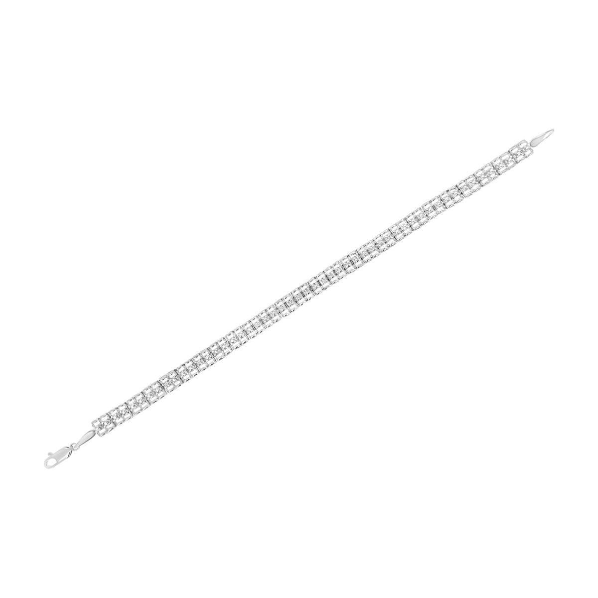 .925 Sterling Silver 1/10 Cttw Diamond Double-Link 7" Rolex Tennis Bracelet (I-J Color, I3 Clarity) - 7.25"