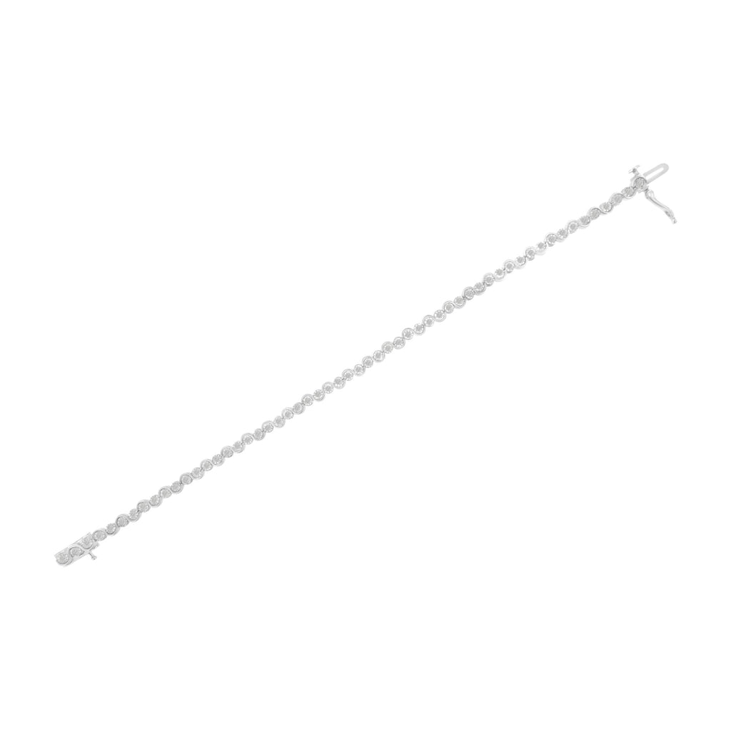 .925 Sterling Silver 1.0 cttw Miracle-Set Diamond "U" Link Bracelet(I-J Color, I3 Clarity) -7.25"