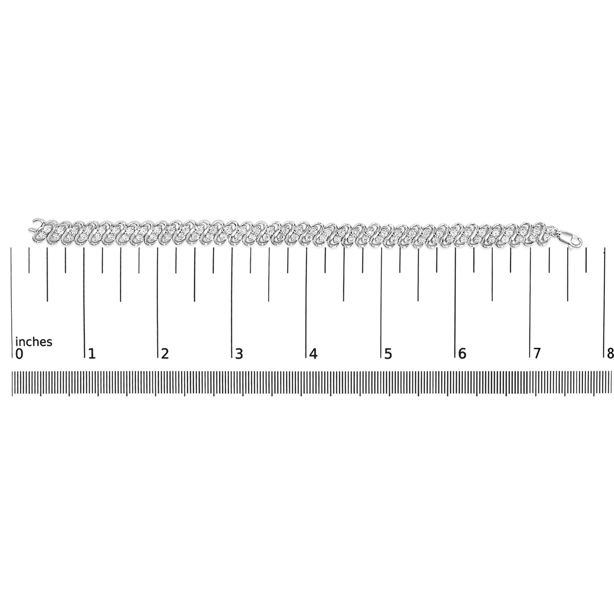 .925 Sterling Silver 1/4 cttw Round-Cut Diamond Double Row Wrapped S-Link Bracelet (I-J Color, I2-I3 Clarity) - Size 7.25"