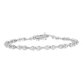.925 Sterling Silver 1/2 cttw Miracle-Set Diamond Pear Shaped Link Bracelet (I-J Color, I3 Clarity) - Size 7.25"