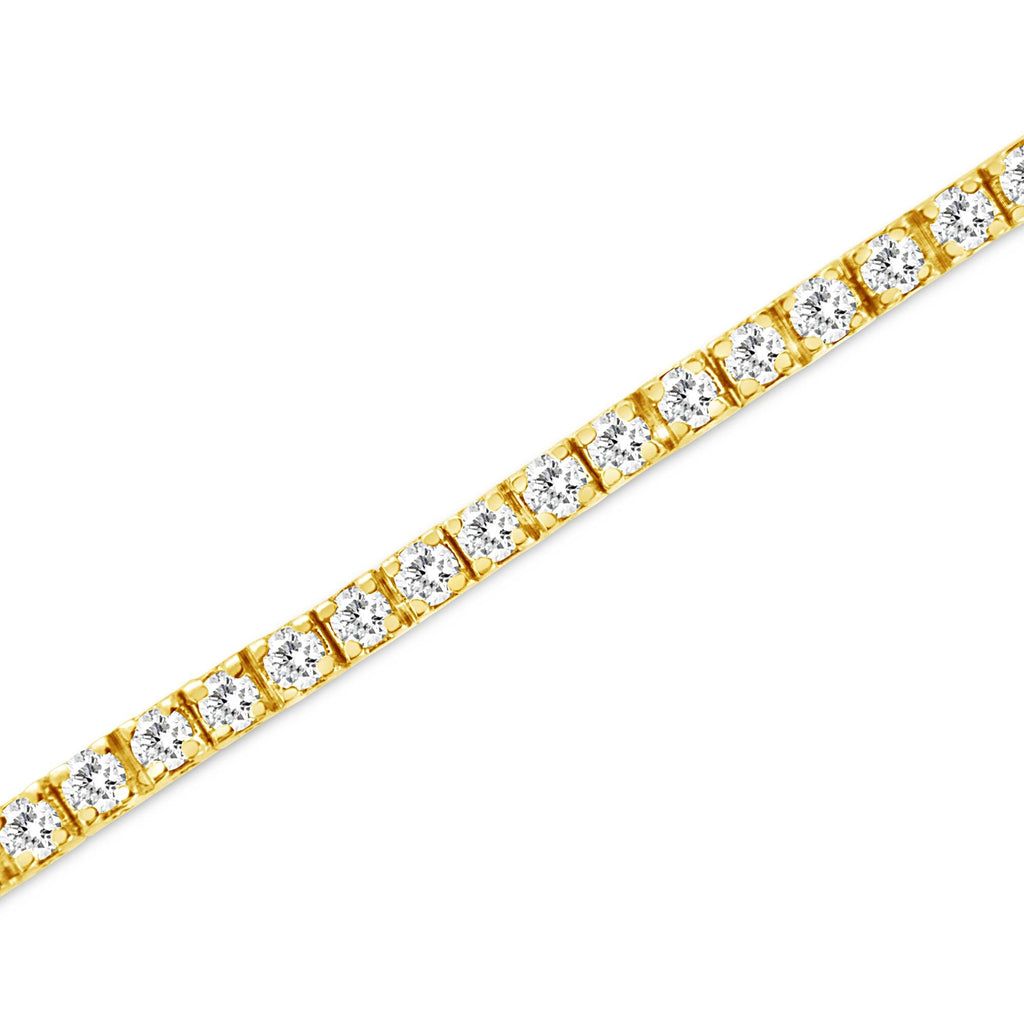 14K Yellow Gold Plated .925 Sterling Silver 2.0 Cttw Diamond Classic Link Tennis Bracelet (K-L Color, I2-I3 Clarity) - 7-1/4"