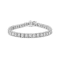 .925 Sterling Silver 1/10 Cttw Miracle Set Diamond and Beaded Tennis Link Bracelet (I-J Color, I2-I3 Clarity) - 7.25" Inches