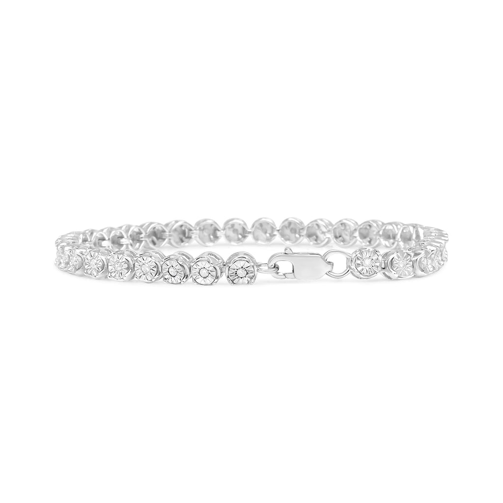 .925 Sterling Silver 1/2 Cttw Round Miracle-Set Diamond Tennis Bracelet (I2-I3 Clarity, I-J Color) - 7.25"