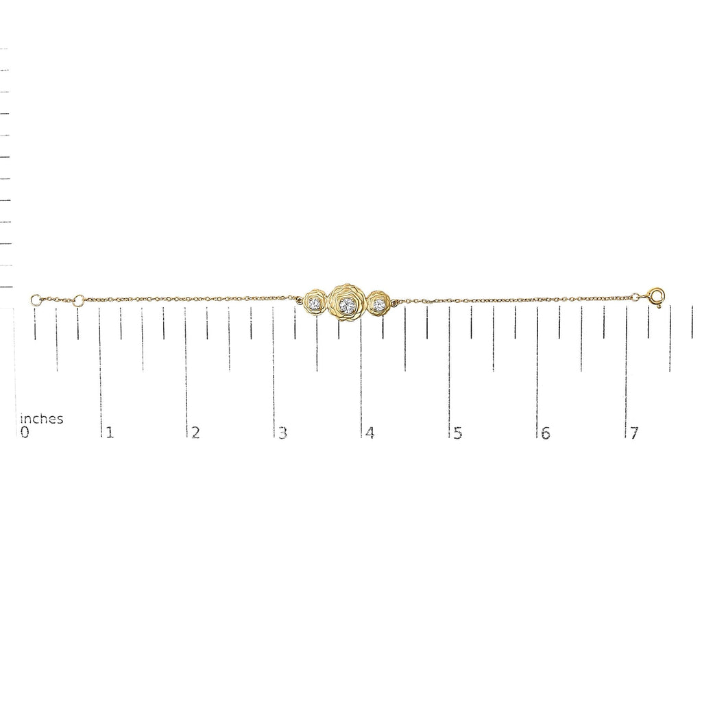 14K Yellow Gold Plated Sterling Silver 1/2 Cttw Lab Grown Diamond Rose Motif Link Bracelet