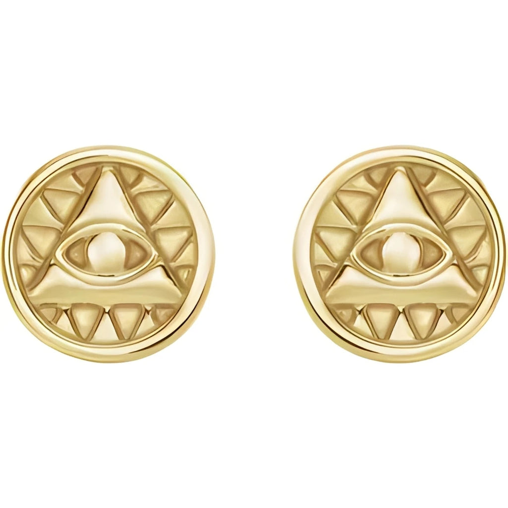 14K Yellow Gold Eye of Providence Earrings