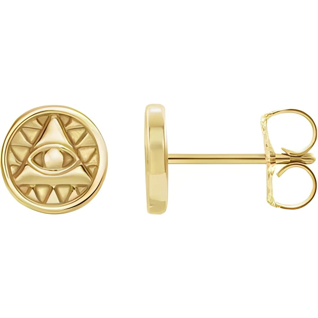14K Yellow Gold Eye of Providence Earrings