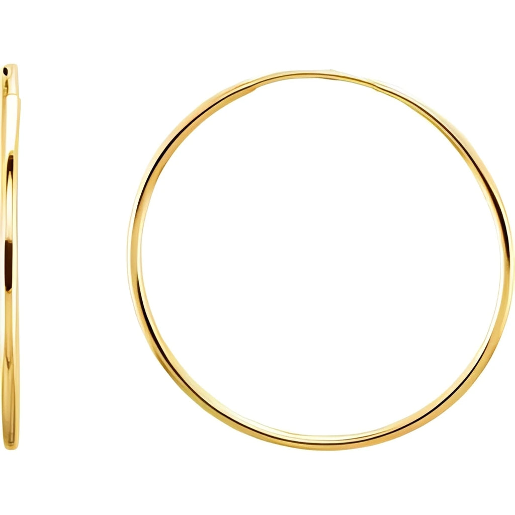 14K Yellow Gold Endless Tube 24 mm Hoop Earring