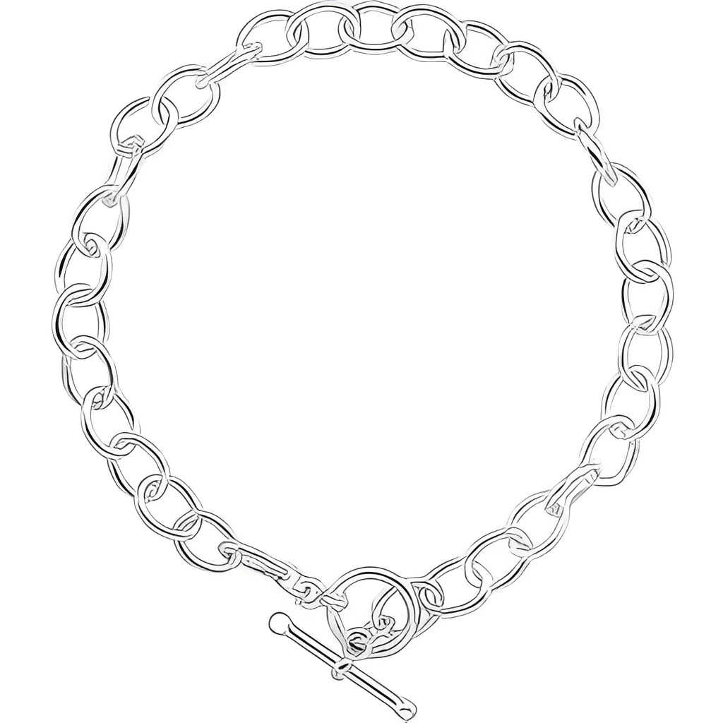 Sterling Silver 5.9 mm  Charm Cable  6 1/2" Bracelet