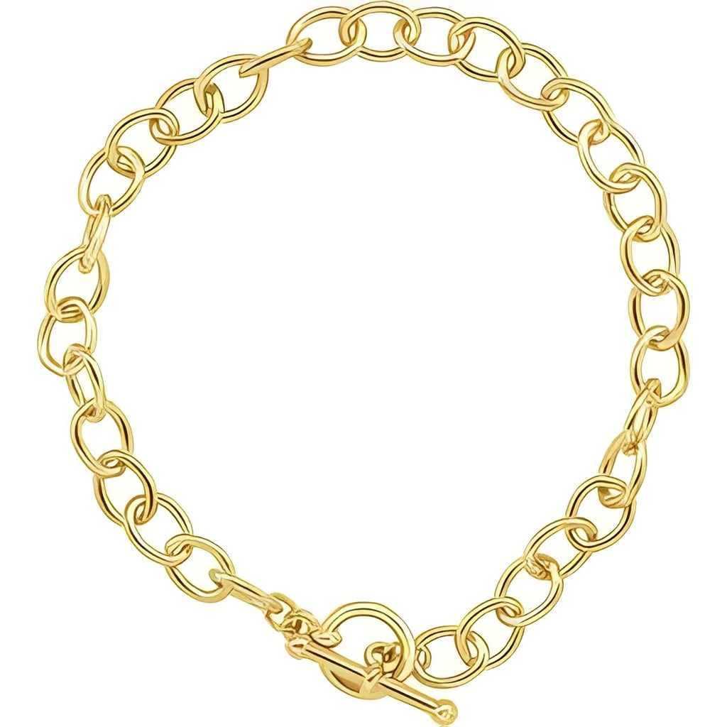 Sterling Silver 5.9 mm  Charm Cable  6 1/2" Bracelet