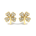 10K Yellow Gold Diamond Accent 4 Leaf Clover Stud Earrings