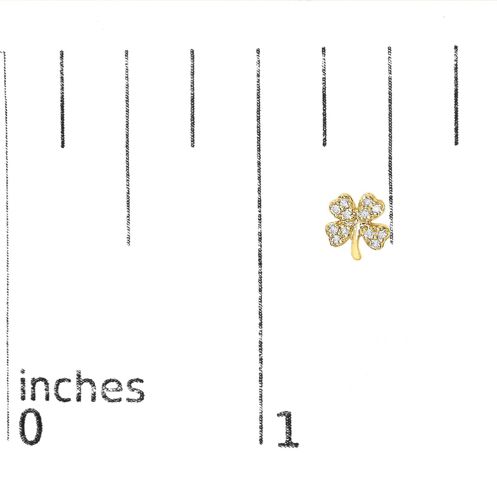 10K Yellow Gold Diamond Accent 4 Leaf Clover Stud Earrings