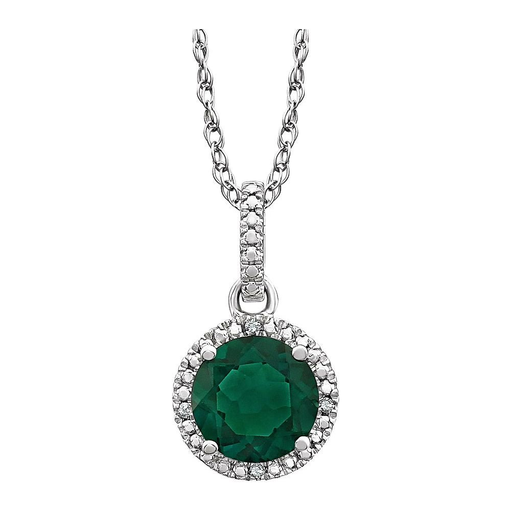Sterling Silver Lab-Grown Blue Sapphire & .01 CTW Natural Diamond 18" Necklace