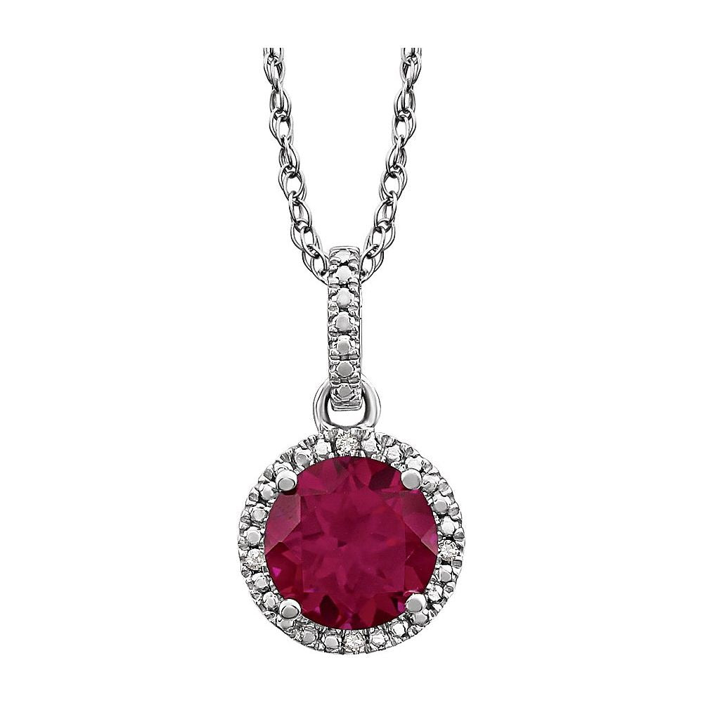 Sterling Silver Lab-Grown Blue Sapphire & .01 CTW Natural Diamond 18" Necklace