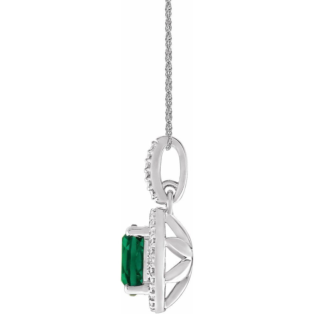 Sterling Silver Lab-Grown Blue Sapphire & .01 CTW Natural Diamond 18" Necklace