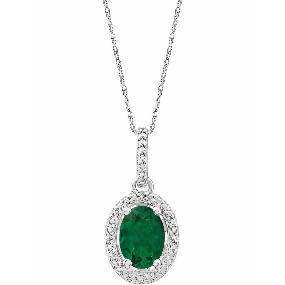 Sterling Silver Lab-Grown Blue Sapphire & .01 CTW Natural Diamond 18" Necklace