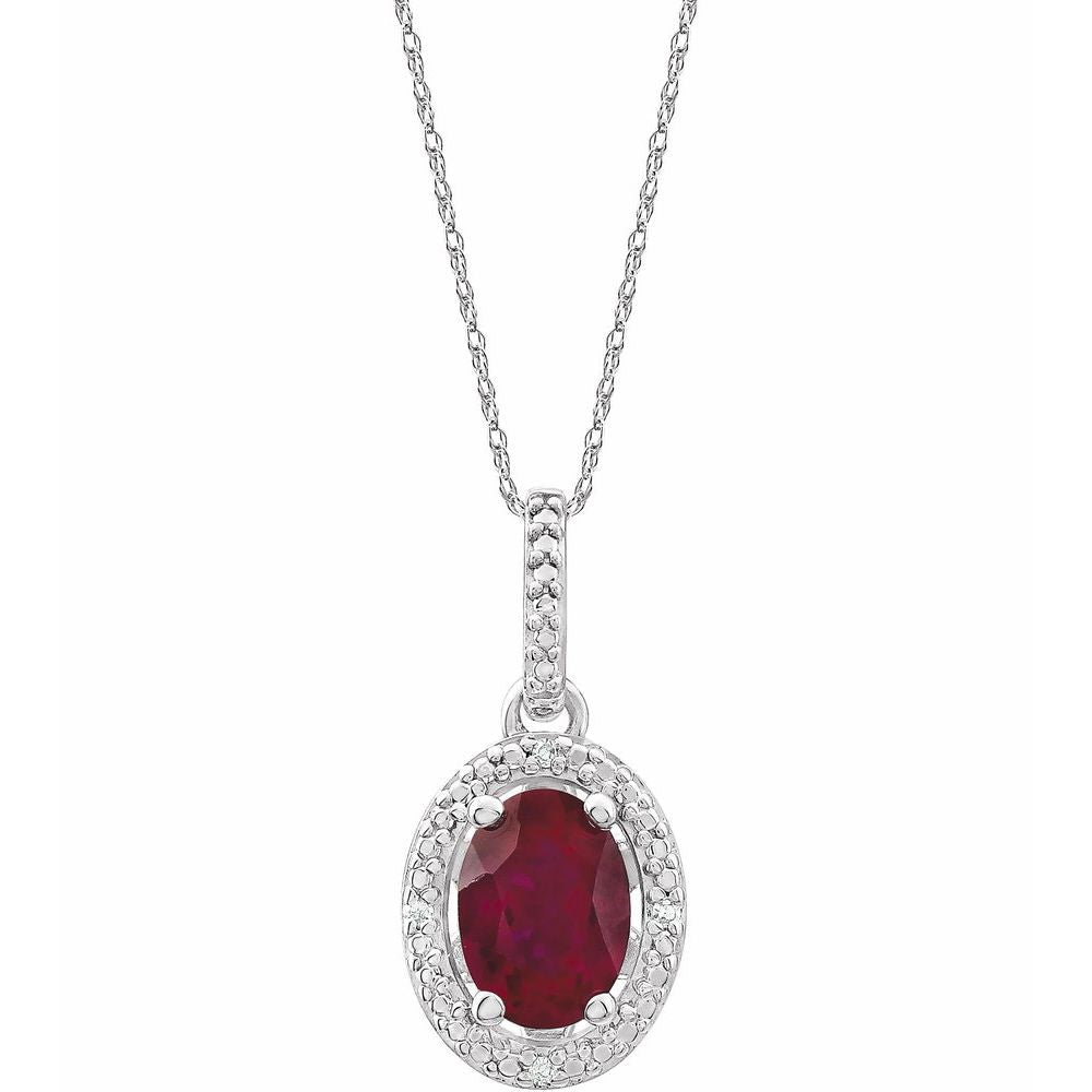Sterling Silver Lab-Grown Blue Sapphire & .01 CTW Natural Diamond 18" Necklace