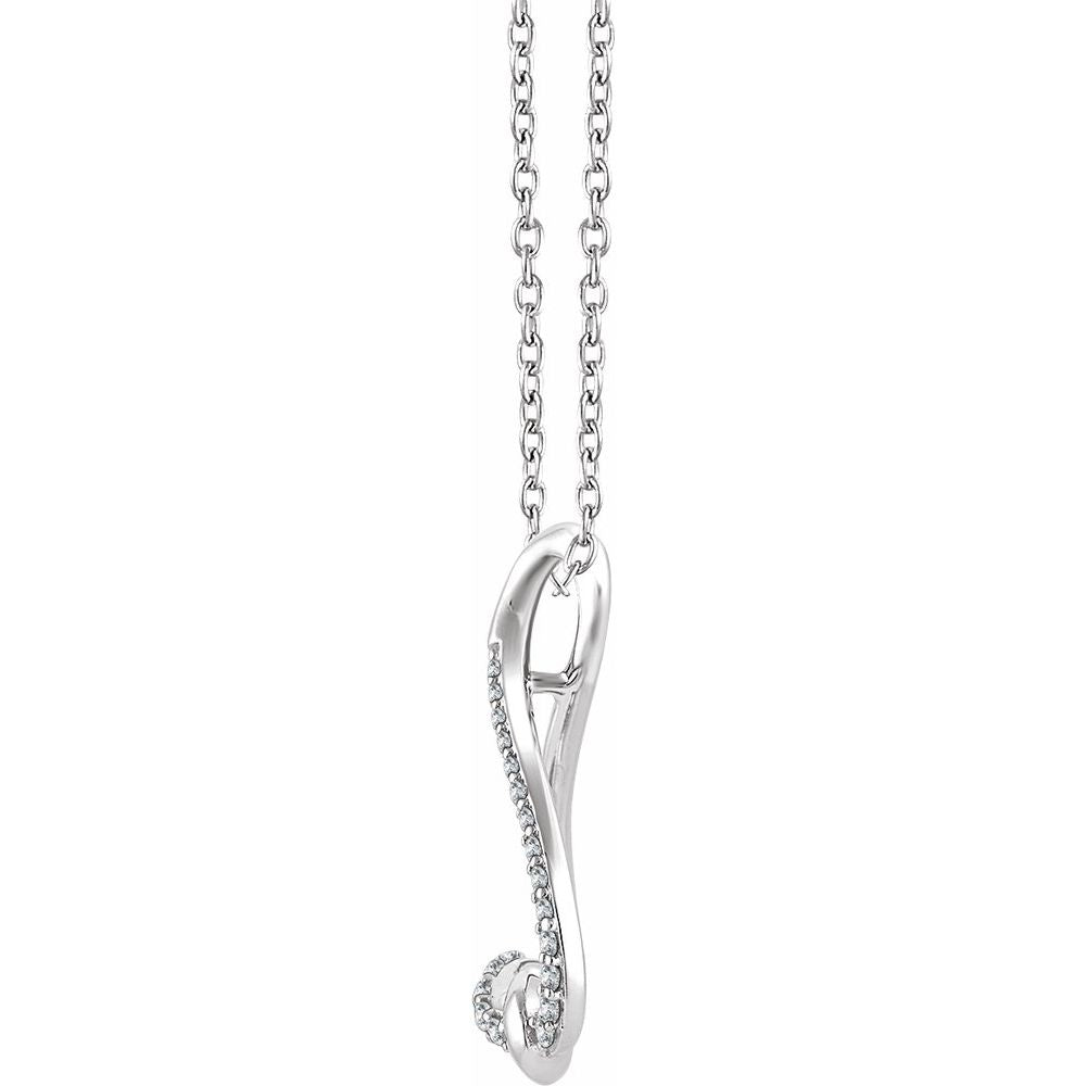 Sterling Silver 1/10 CTW Natural Diamond Freeform 16-18" Necklace