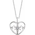 Sterling Silver .03 CT Natural Diamond Heart 16-18" Necklace
