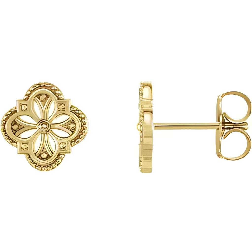 14K Yellow Gold Vintage-Inspired Clover Earrings