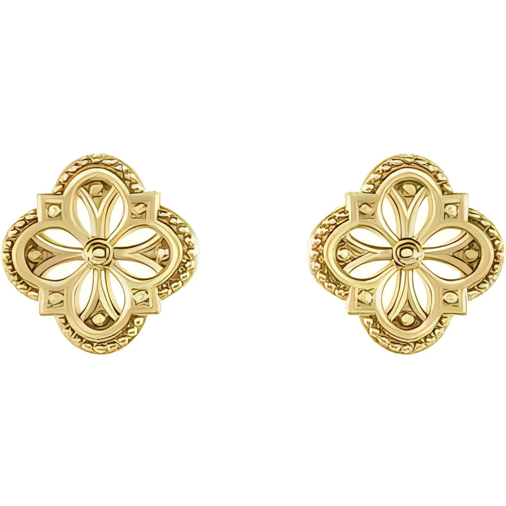 14K Yellow Gold Vintage-Inspired Clover Earrings