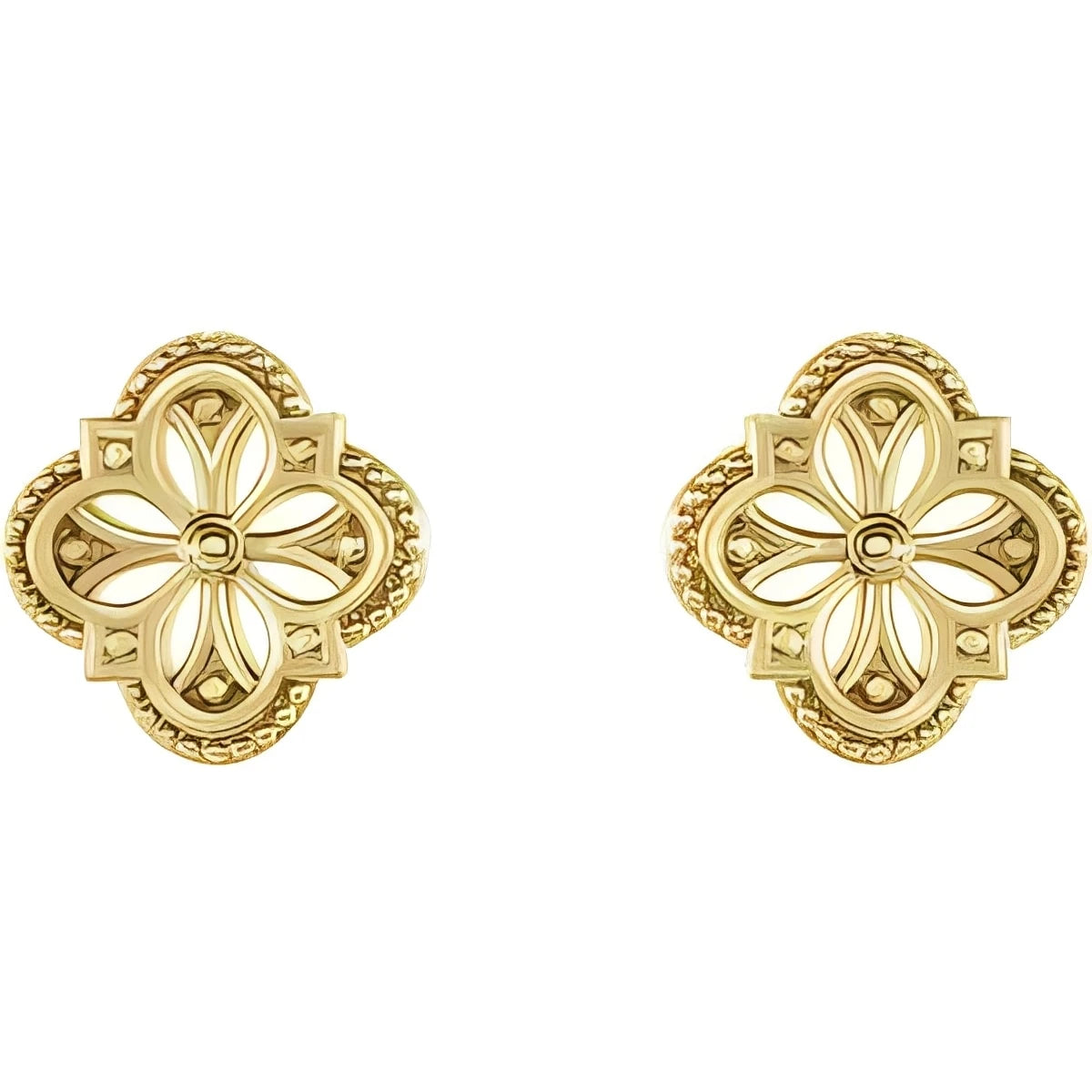 14K Yellow Gold Vintage-Inspired Clover Earrings