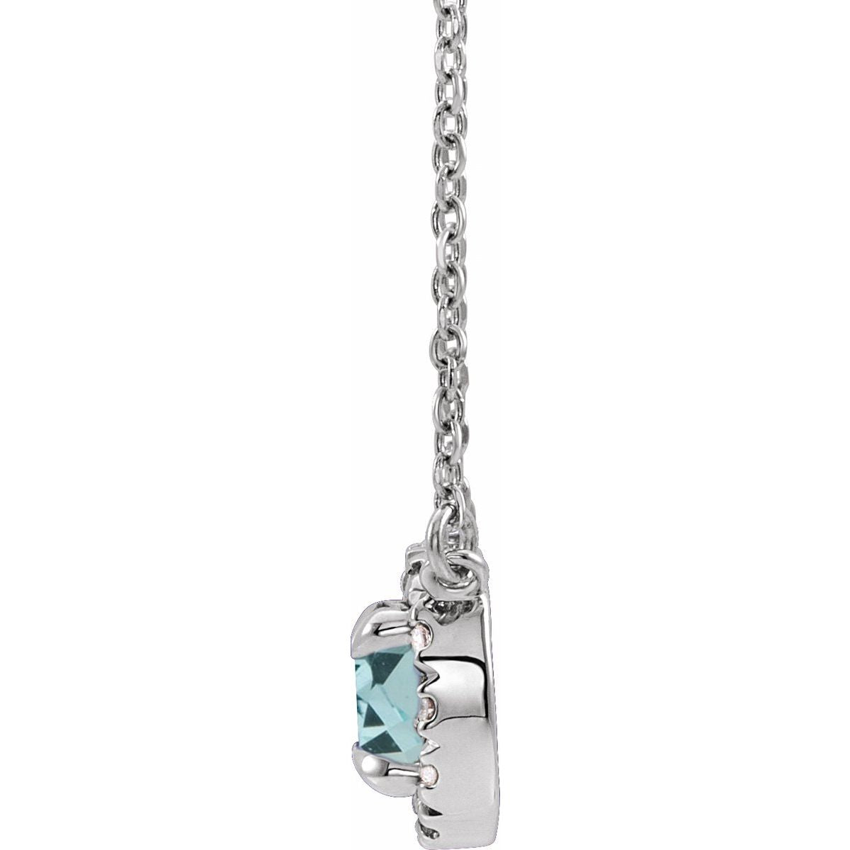 Sterling Silver 3 mm Natural Aquamarine & .03 CTW Natural Diamond 18" Necklace