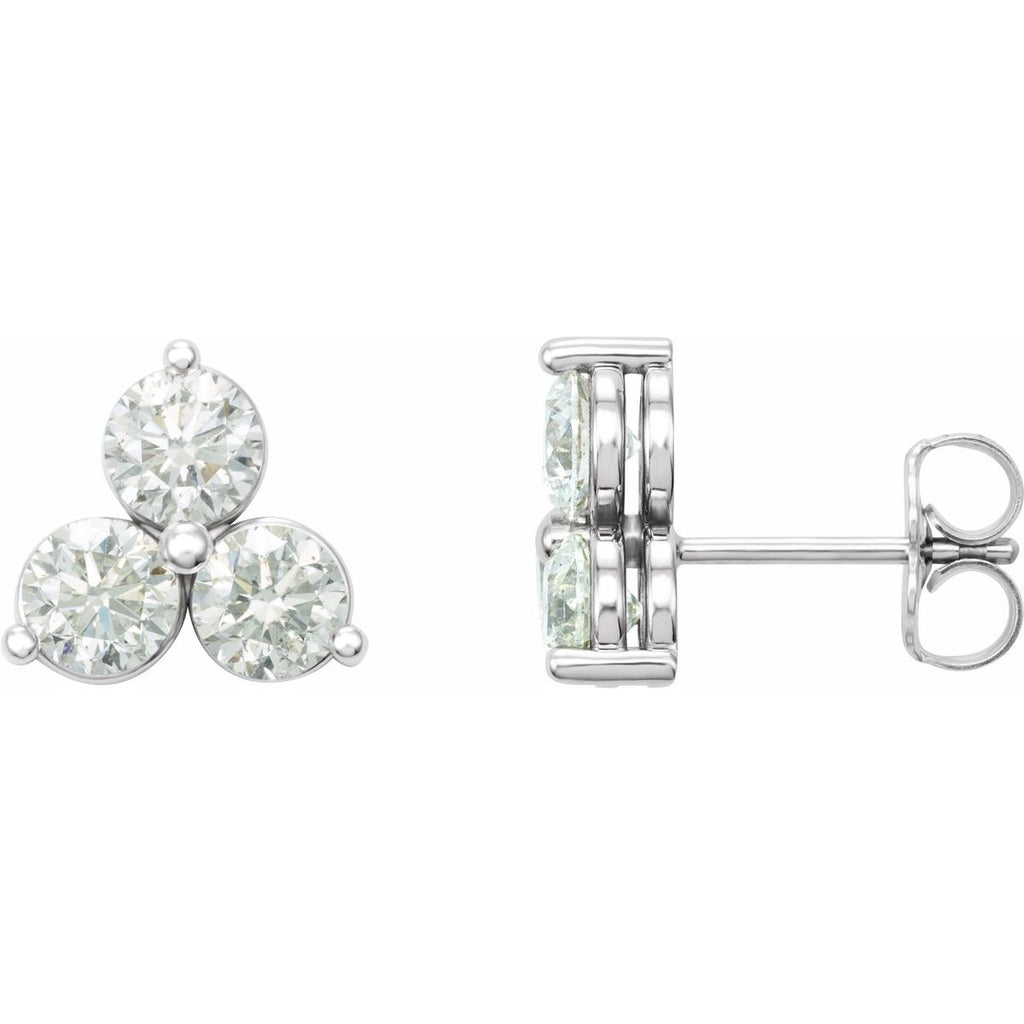 Sterling Silver 1/4 CTW Lab-Grown Diamond Three-Stone Earrings