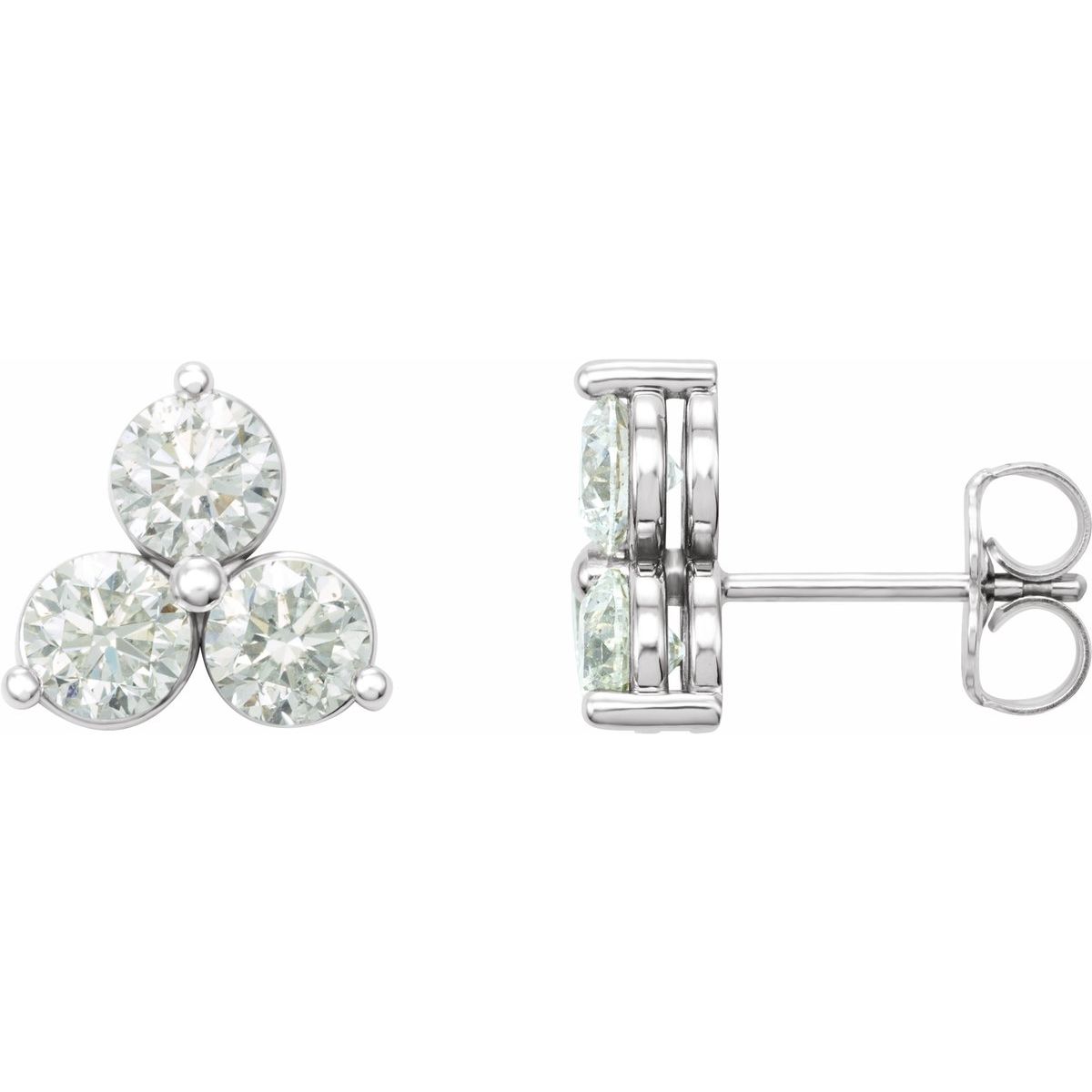 Sterling Silver 1/4 CTW Lab-Grown Diamond Three-Stone Earrings