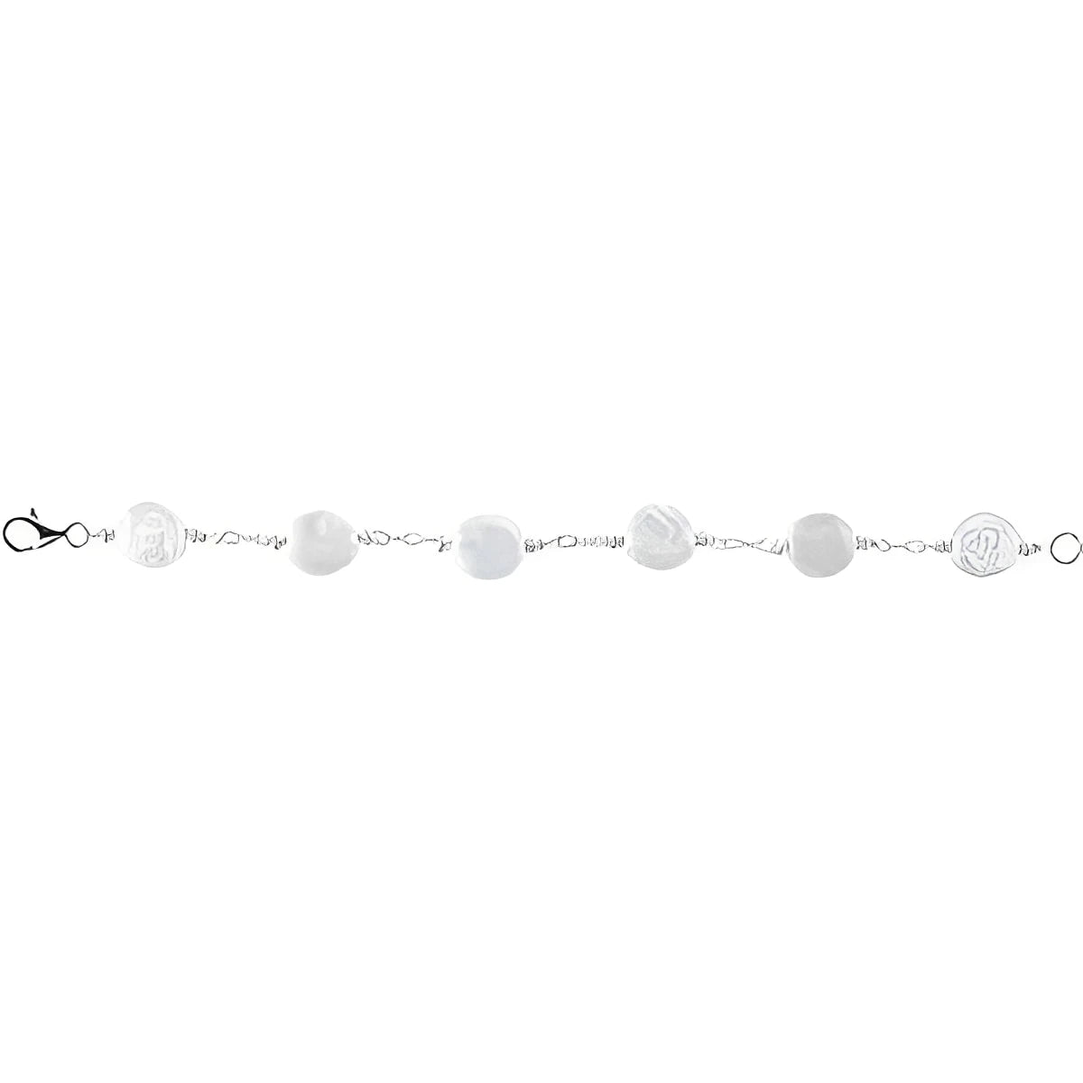 Sterling Silver Cultured White Freshwater Pearl 5-Station 7" Bracelet