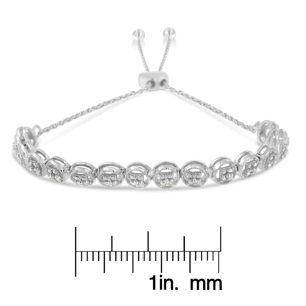 Sterling Silver Diamond Bolo Bracelet (0.1 cttw, I-J Color, I3 Clarity)
