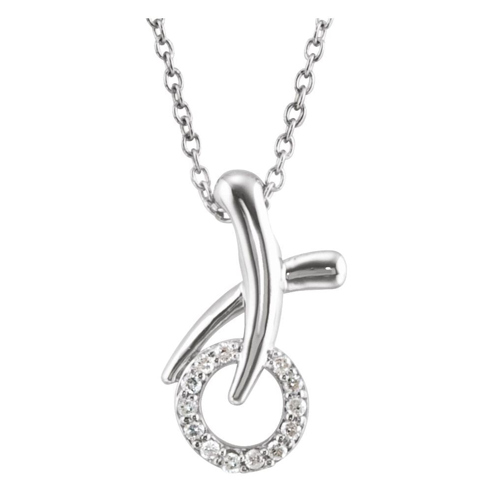 Sterling Silver 1/10 CTW Natural Diamond "XO" Necklace