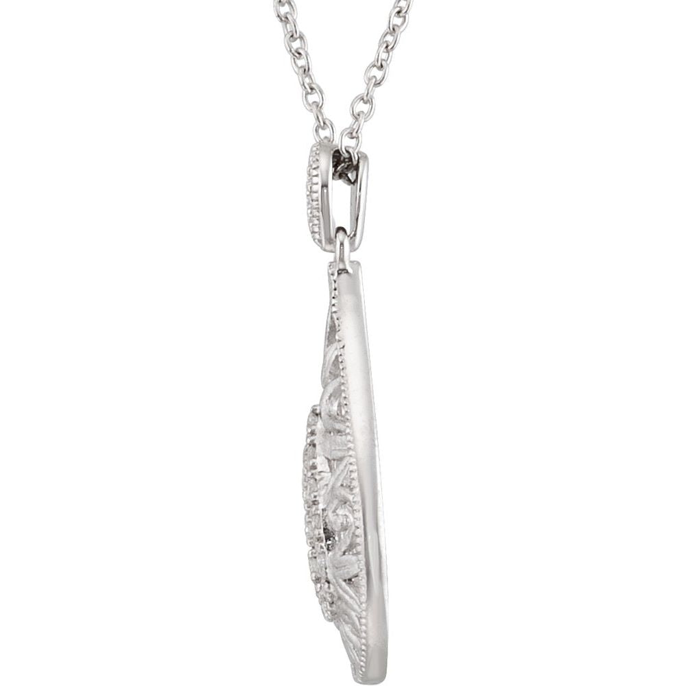 Sterling Silver 1/10 CTW Natural Diamond Filigree 18" Necklace