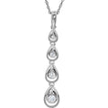 Sterling Silver Imitation White Cubic Zirconia Graduated Teardrop 18" Necklace