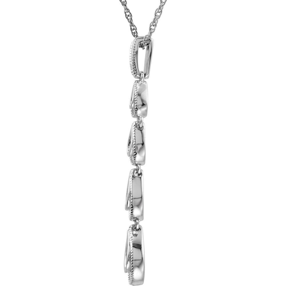 Sterling Silver Imitation White Cubic Zirconia Graduated Teardrop 18" Necklace