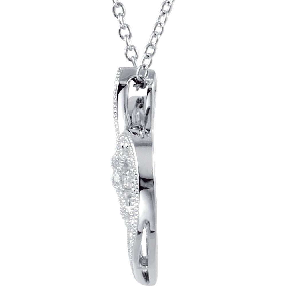 Sterling Silver .06 CTW Natural Diamond Heart 18" Necklace