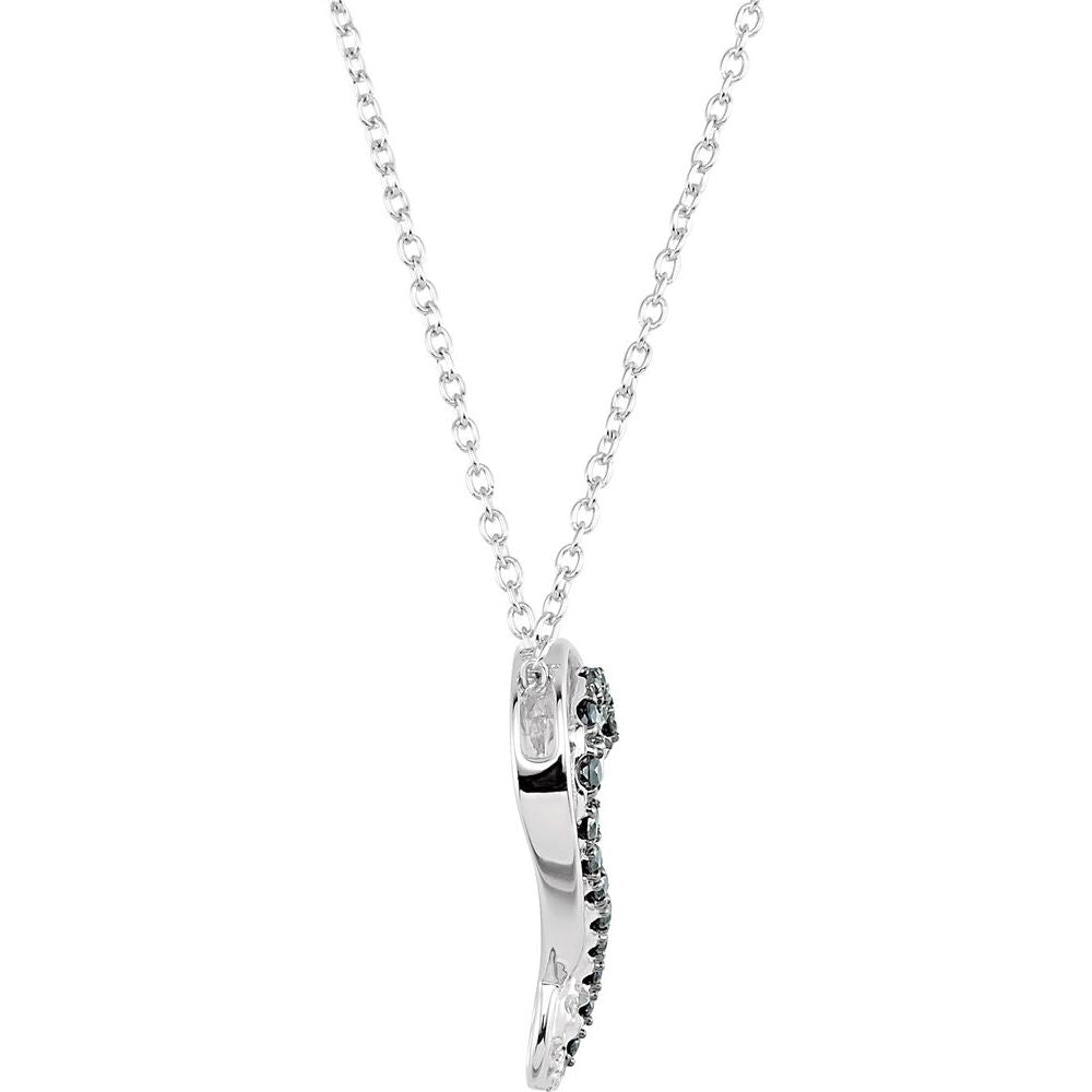 Sterling Silver 1/5 CTW Natural Black & White Diamond Heart 18" Necklace