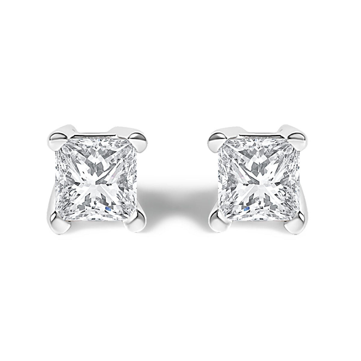 .925 Sterling Silver 1/4 Cttw Princess-Cut Diamond Solitaire Stud Earrings (H-I Color, I3 Clarity)