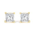 IGI Certified 14k Yellow Gold 1/2 cttw 4-Prong Set Princess-Cut Solitaire Diamond Push Back Stud Earrings (M-N Color, SI2-I1 Clarity)
