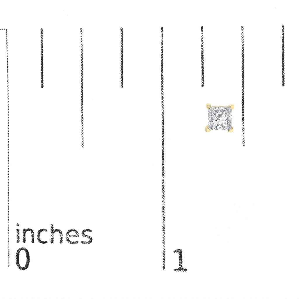 IGI Certified 1/4 Cttw Princess-Cut Square Diamond 4-Prong Solitaire Stud Earrings in 14K Yellow Gold (N-O Color, I1-I2 Clarity)
