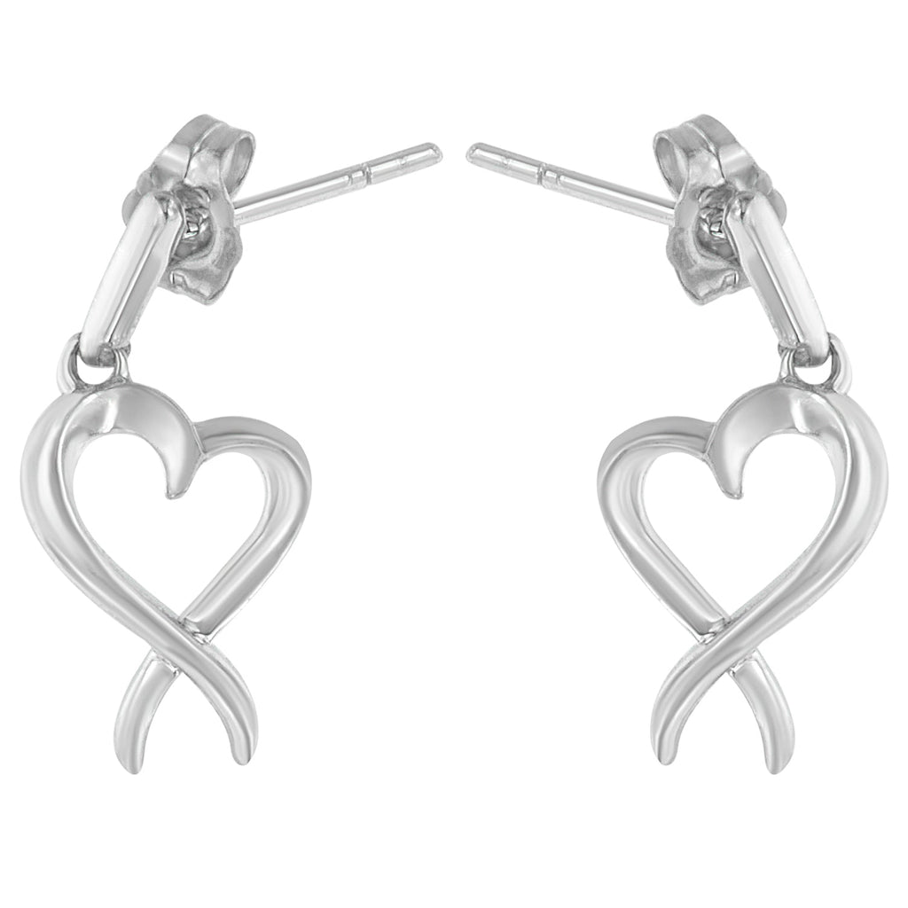 Sterling Silver Dangle-Heart Earrings