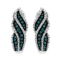 Sterling Silver .5 ct. TDW Treated Blue Diamond Dangling Stud Earrings (Blue, I1-I2)