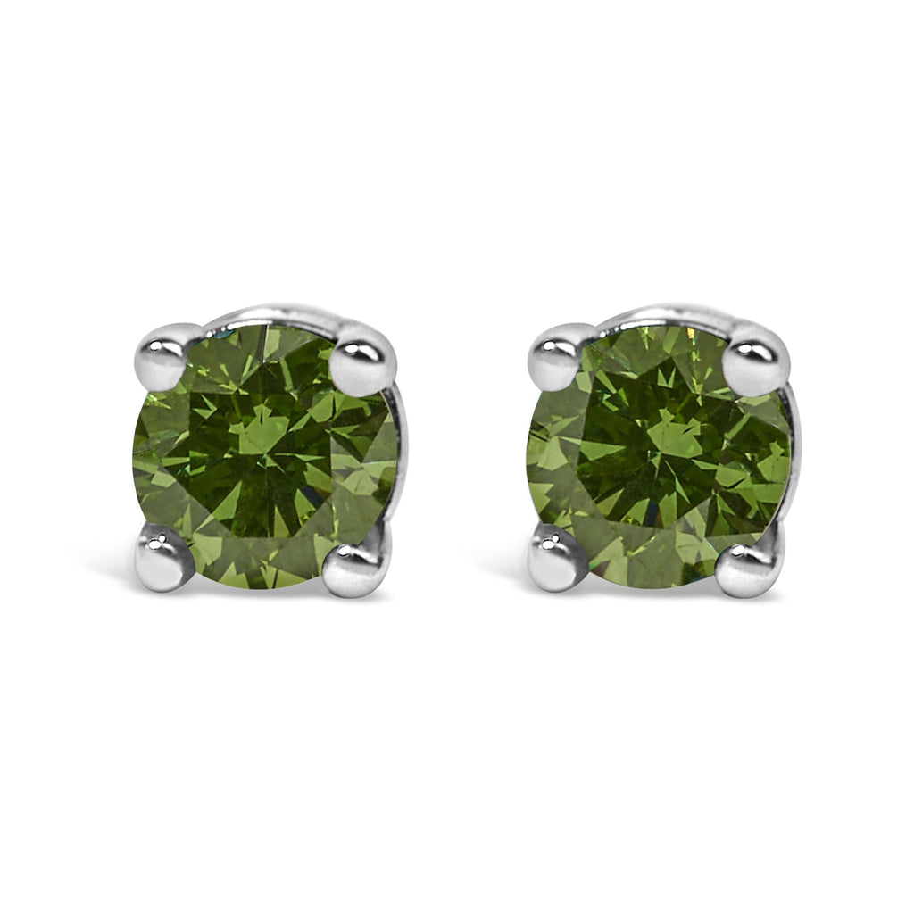 .925 Sterling Silver 0.15 Cttw Round Brilliant-Cut Diamond Classic 4-Prong Stud Earrings