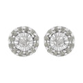 .925 Sterling Silver 1/2 cttw Miracle-Set Round Diamond Halo Stud Earrings (I-J Clarity, I3 Color)