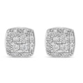 .925 Sterling Silver 1/4 cttw Round Cut Diamond Square Shape Milgrain Stud Earrings (I-J Color, I3 Clarity)