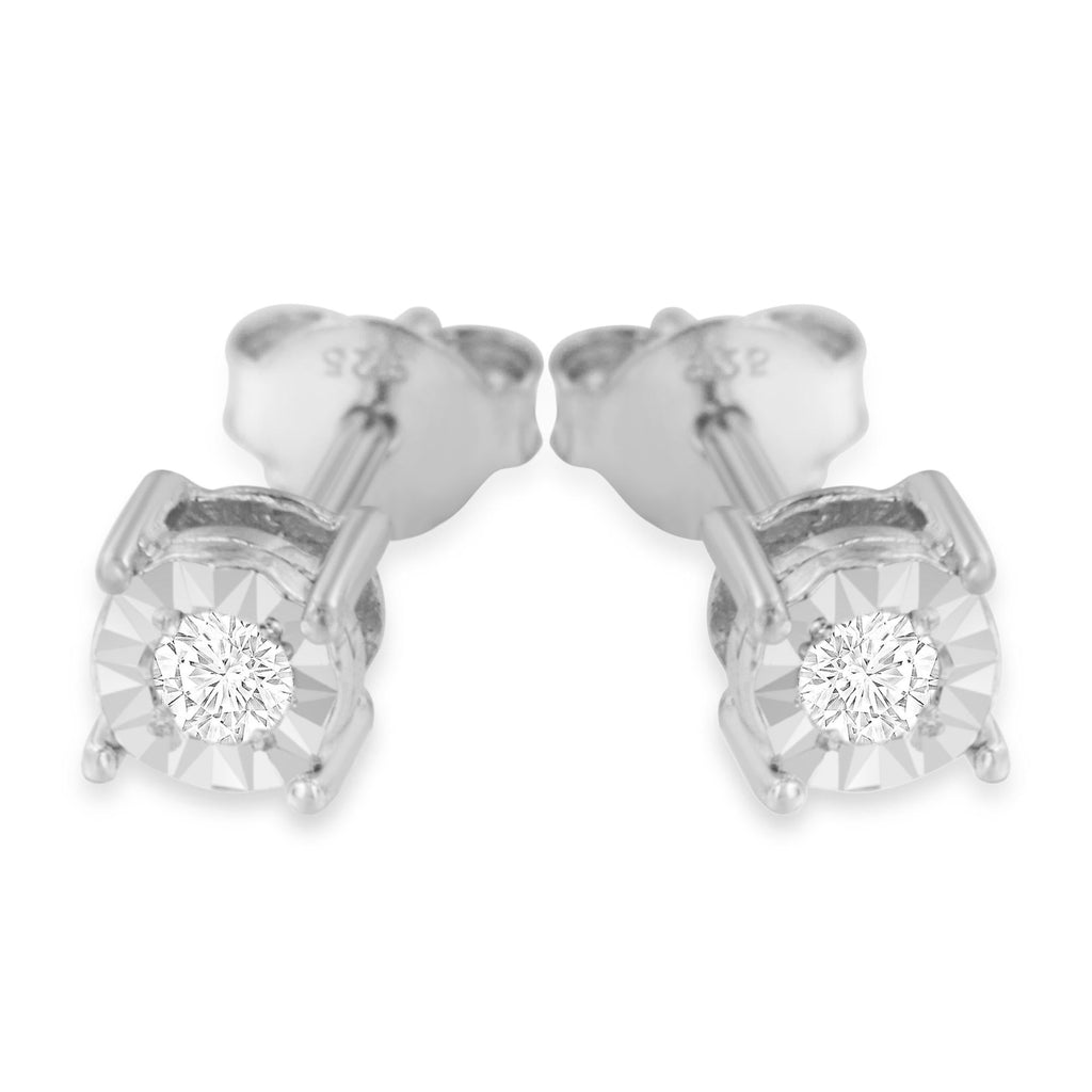 .925 Sterling Silver 1/5 Cttw Round Near Colorless Diamond Miracle-Set Stud Earrings