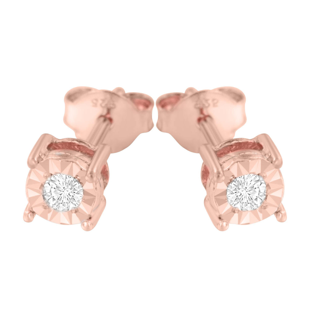 .925 Sterling Silver 1/10 Cttw Round Brilliant-Cut Diamond Miracle-Set Stud Earrings